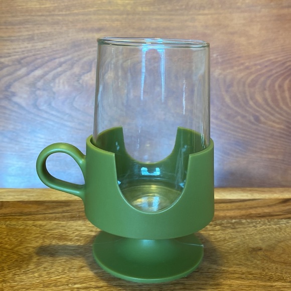 Glass-snap by Corning with avocado green holders set of 6 - Picture 2 of 9